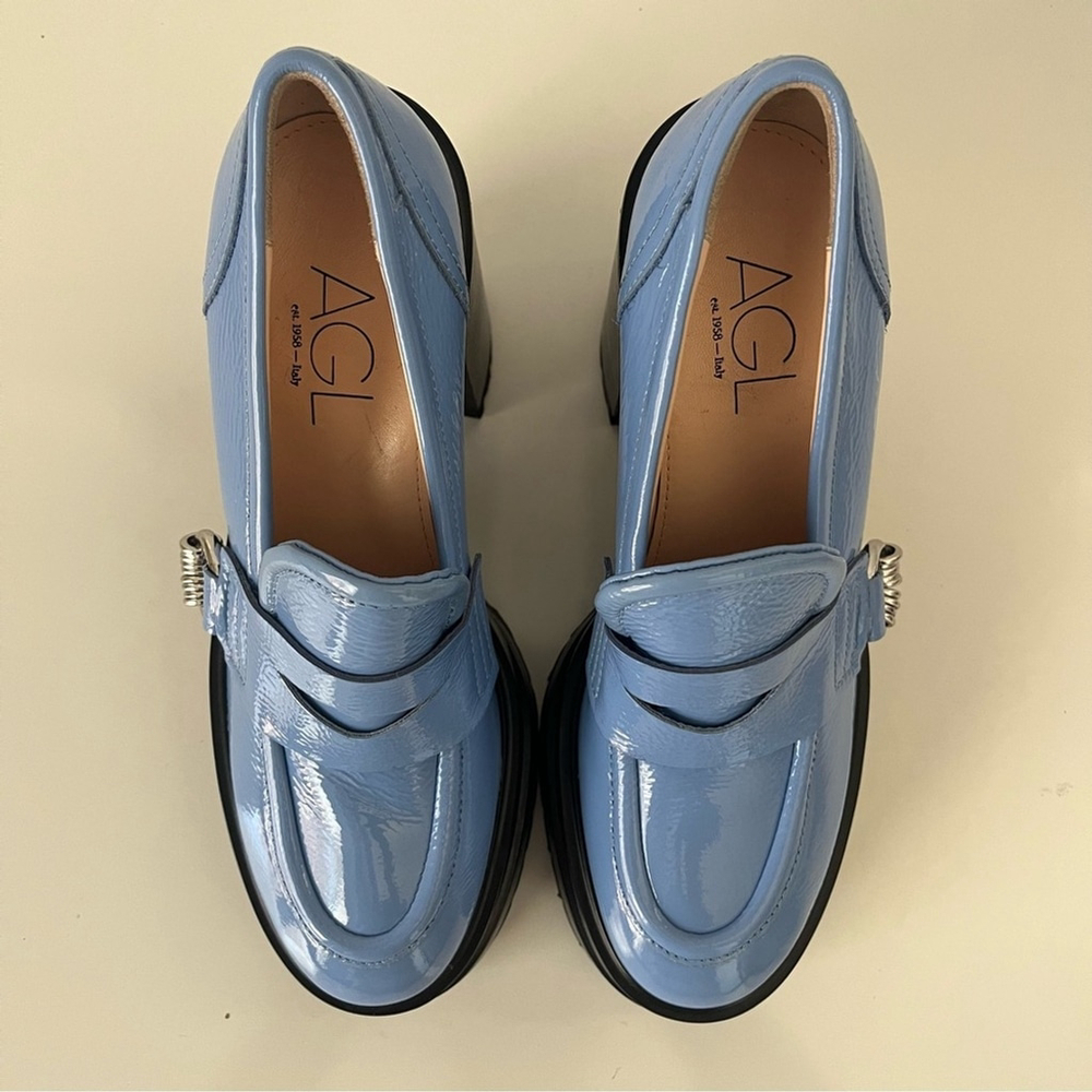 AGL Light Blue Platform Loafers - Picture 4 of 14